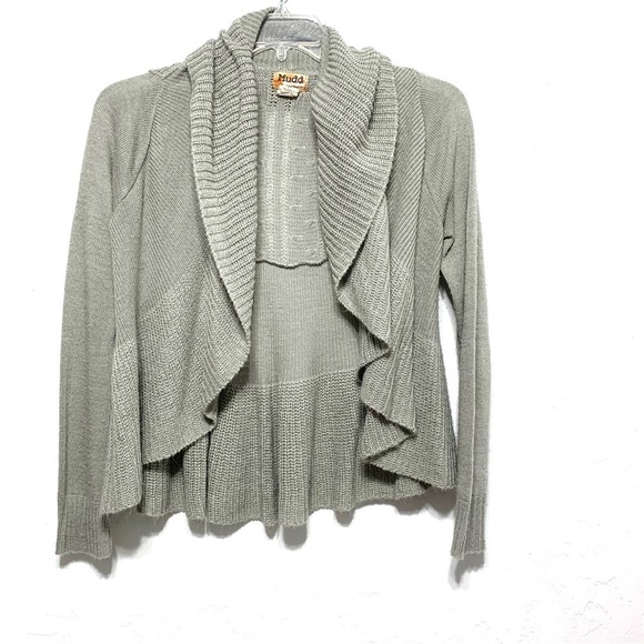 Mudd Sweater Open Front Cardigan Gray Knit Long Sleeve Cabin Cozy Women Medium - Picture 1 of 5